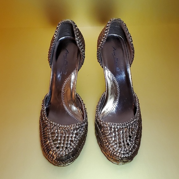 🌸2 For $15🌸 Anne Michelle 'Edgy-15' Gold Wedge Heels - US Women's Size 7.5 - Picture 6 of 9